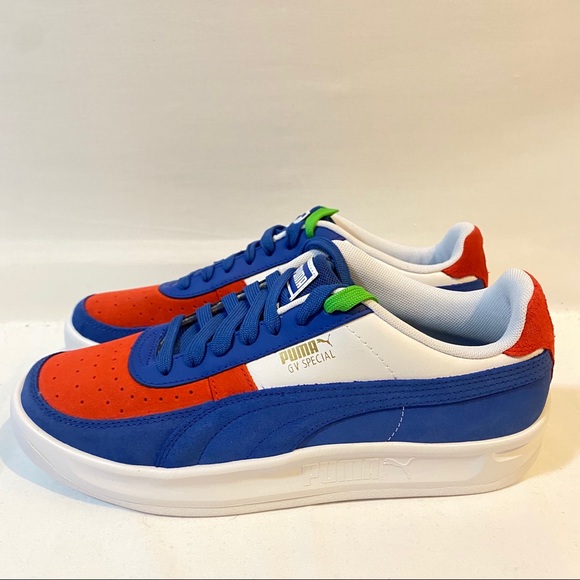 puma blue and red shoes